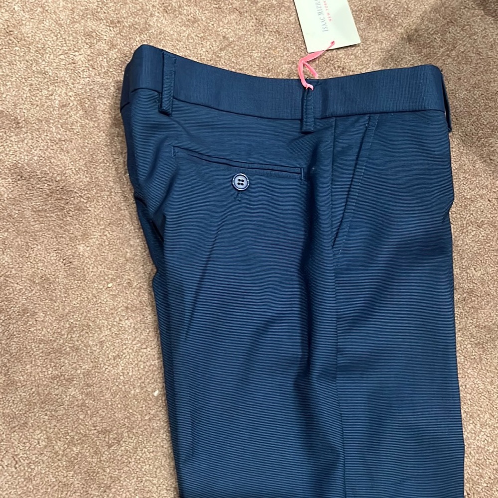 Isaac Mizrahi, formal slim pants 👖, flat front, NAVY